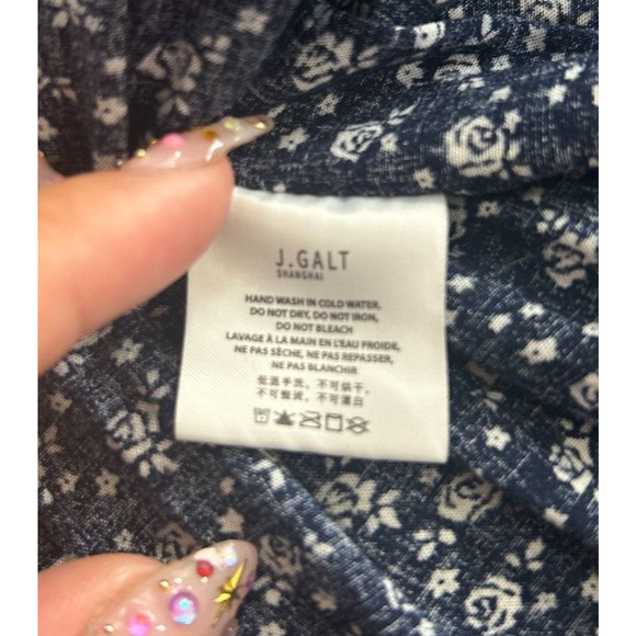 John Galt Navy Cream Floral Colleen Sleeveless Mini Summer Dress Scoop Neckline - Picture 7 of 11